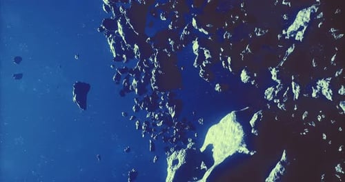 Asteroiden, die im Weltraum vor sternenklarem Hintergrund schweben