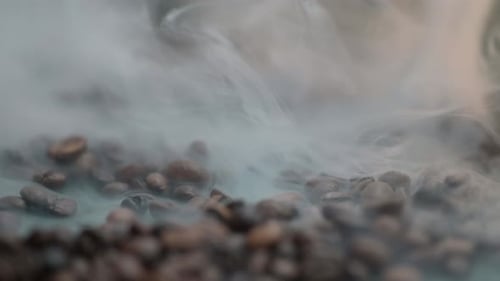 Aromatic Roasted Coffee Beans with Smoke