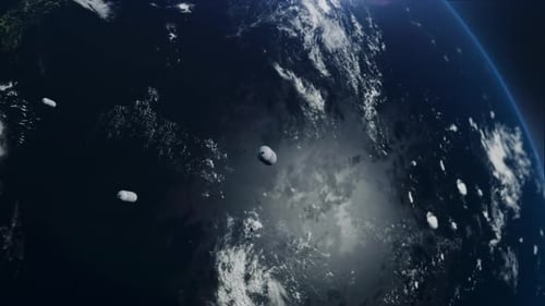 Raketen im Weltraum zum Schutz der Erde vor Meteoriten und Asteroiden