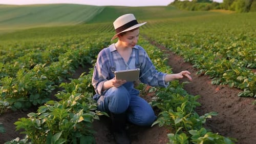 Farmer Using Tablet in Field