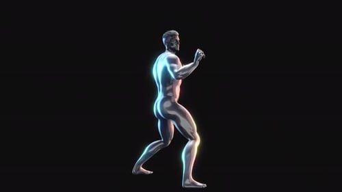 Futuristic 3D Human Boxer Posing Loop