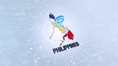 3D Philippines Map with Flag and Animated Location Pin