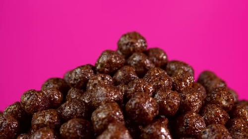 Pile of Chocolate Cereal Balls Close-Up