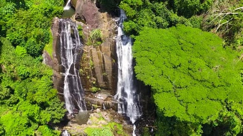 Waterfall Among Tropical Jungle
