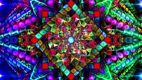 Vibrant Geometric Kaleidoscope Pattern Loop Background