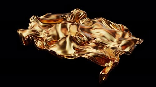 Schwebende goldene Seidenlocken auf schwarzem Hintergrund