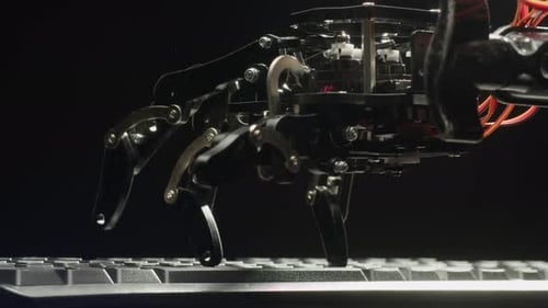 Robot Ai Hand Working on Pc Laptop Chatbot and Chat Robot Advisor Futuristic Ai Hand Typing on