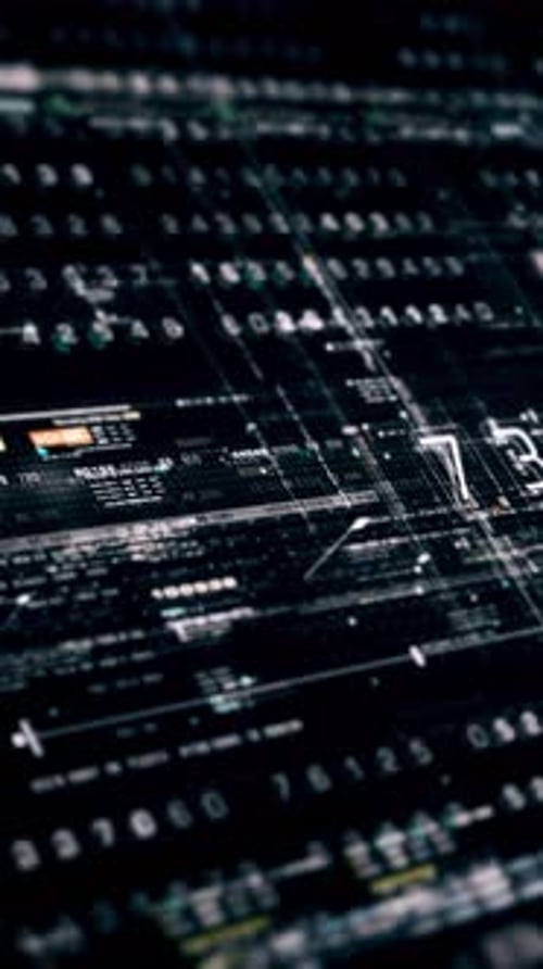 Futuristic metaverse hi-tech digital data telemetry with encrypted numbers display dynamic backgroun