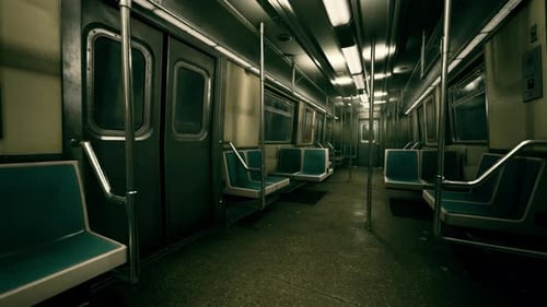 Empty Subway Wagon Using New York City Public Transportation System