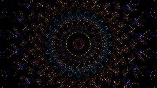 abstract lines colorful light shining round shape in center, black background
