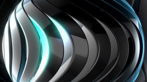 Dynamic Abstract Sphere Rotation with Shiny Glowing Blue Light