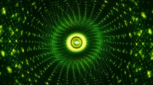 Leuchtende blaue Neonkreispunkte, Vortex-Tunnelrotation