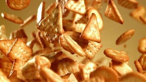 Crackers Falling in Slow Motion