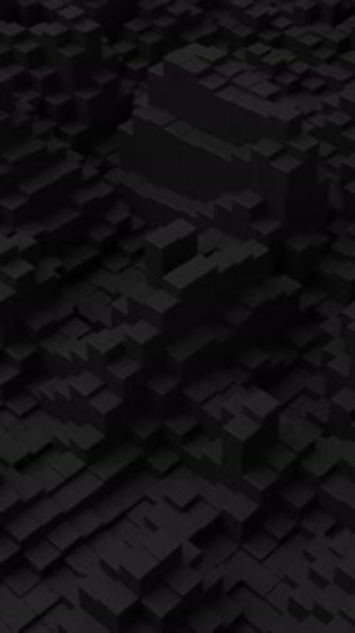 Ripples on Grid of Black Blocks Abstract Background Loop of Waves of Square Columns Voxel Noise