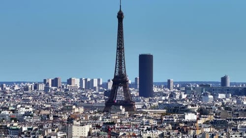 Famous Eiffel Tower in Metropolis at Sunny Day Historic Tall Lattice Steel Structure with