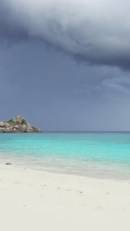 White sand beach and storm sky on Similan islands
