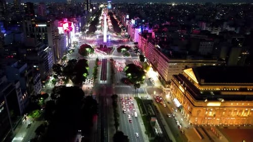 Buenos Aires Argentina. Night cityscape landscape of tourism landmark.