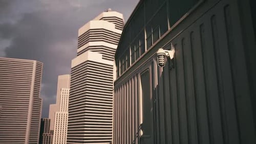Arquitectura urbana moderna con un elegante edificio contra un cielo nublado