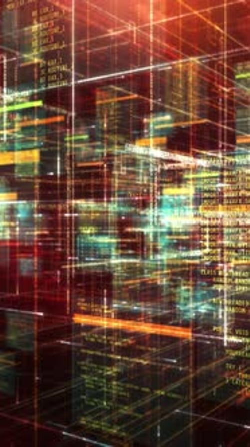 Animated Virtual Space Filled with Code Snippets