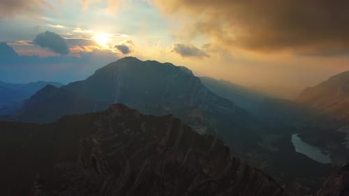 Sunset Mountains and Dramatic Clouds