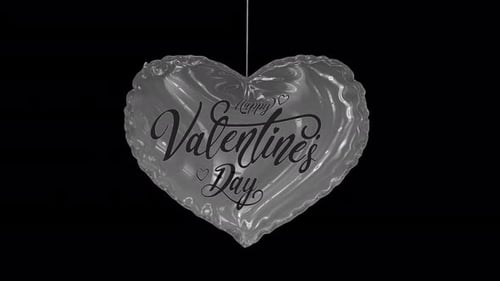 Happy Valentines Day Balloon White 4k Loop Alpha