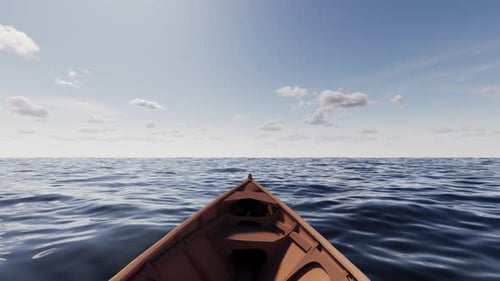 A yacht or a boat is sailing on the sea towards the sunset.