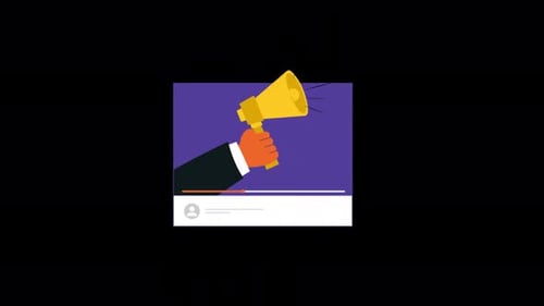 Animated Hand Holding Megaphone for Social Media Promotion