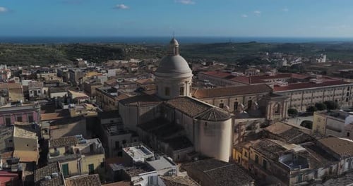 Aerial view of Noto Cathedral, Italy.