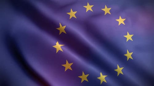 Waving European Union Flag with Dynamic Light Effects