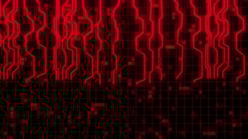 Animated Red Glowing Circuit Board Grid Background