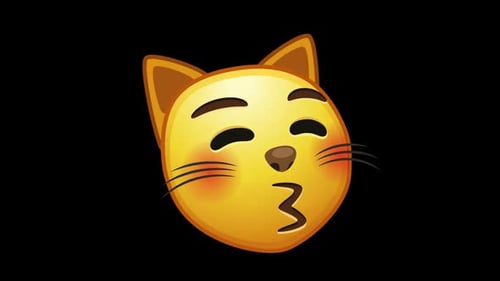 Modern Animated Cat Emoji Kissing Expression