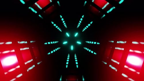 Abstract disco animation turquoise and red neon background for dance music 3d render. Vj and Dj