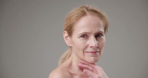 Woman Touches Face, Close Up Beauty Portrait