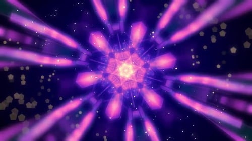 Purple Blue Flower Kaleidoscope Neon Glow Background