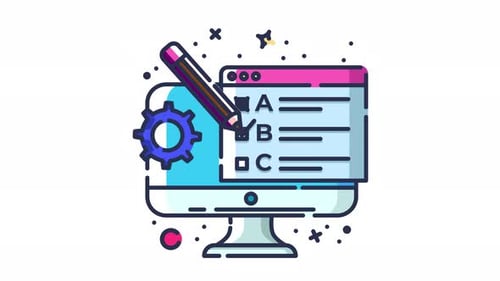 Flat Design Animated Online Test with Checkbox