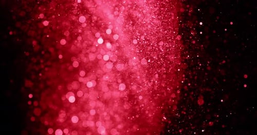 Glittering Red Bokeh Particles In Motion