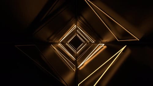 Yellow Neon Triangles Tunnel Background Vj Loop In 4K