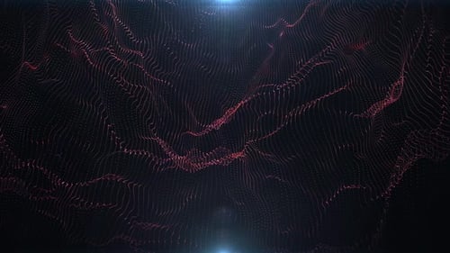 Fondo rojo de ondas de puntos de frecuencia 4K
