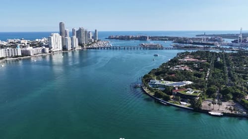 Miami Beach Skyline At Miami Beach In Florida United States.