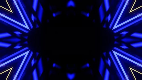 Blue And Yellow Abstract Kaleidoscope Strobe Geometric Background Vj Loop in 4K