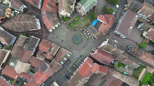 Aerial View of Historical Eguisheim Village, France