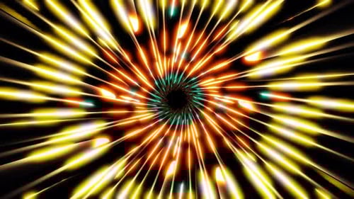 illuminated rotating sci-fi tunnel with lighting beams vj loop