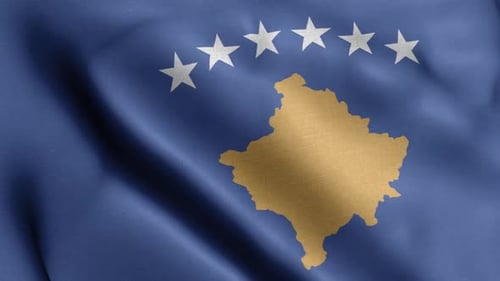 Realistic Kosovo National Flag Waving Seamless Loop