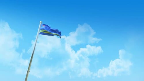 Aruba Flag Waving Seamless Loop Animation
