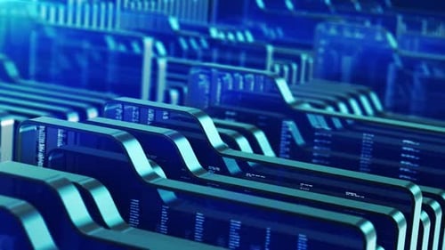 Abstract digital blue files representing complex data storage