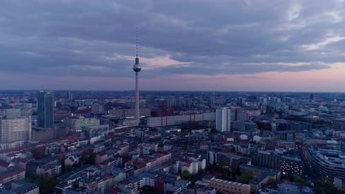 Tall building in city in Berlin Germany aerial