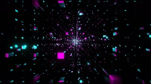 Pink and Cyan Abstract Cubic Dimension Background VJ Loop with Rotation in 4K