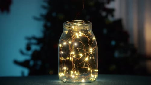 Christmas Lights in Glass Jar Decoration