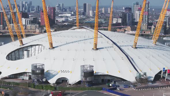 Aerial View of London Highlighting the O2 Arena and Thames River ...