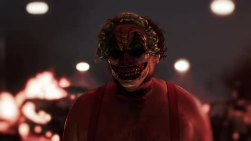 Terrifying Clown Figure in Dark Setting